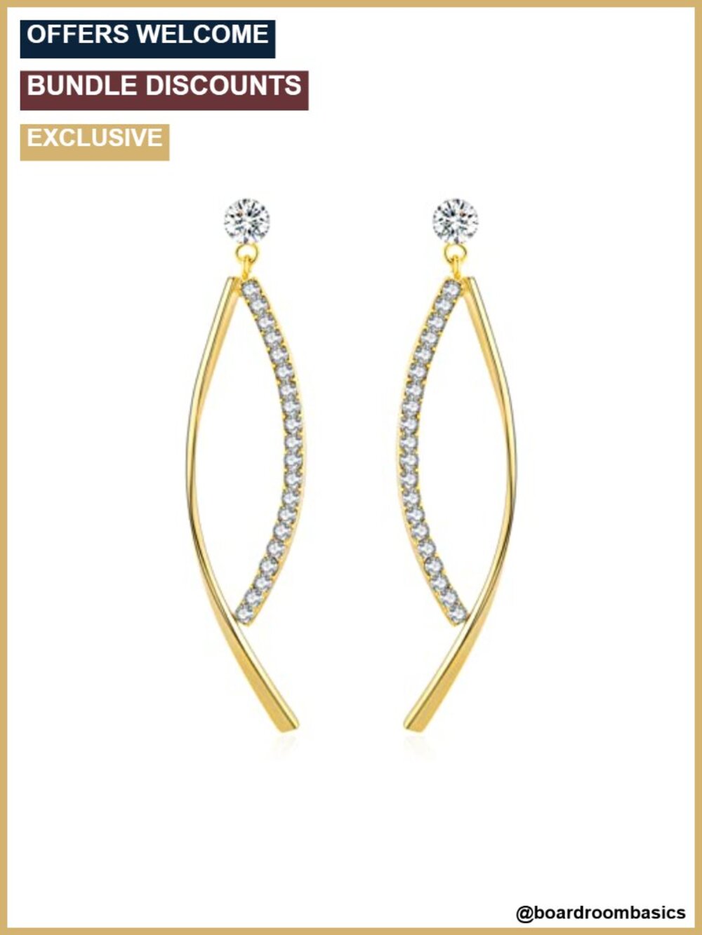 18K Gold Plated Cubic Zirconia Drop Earrings